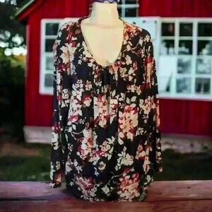 Liz Claiborne Career Woman XXL Frilly Flower  Super Lightweight Long Sleeved Top